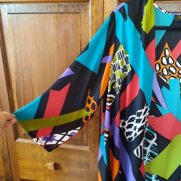 Vintage Bob Mackie Wearable Art geometric mixed animal print open front kimono - Picture 4 of 11